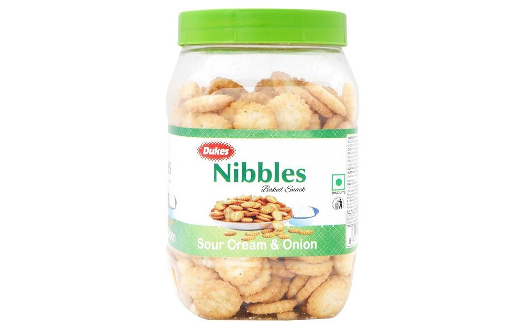 Dukes Nibbles Sour Cream & Onion Baked Snack Biscuits   Jar  150 grams